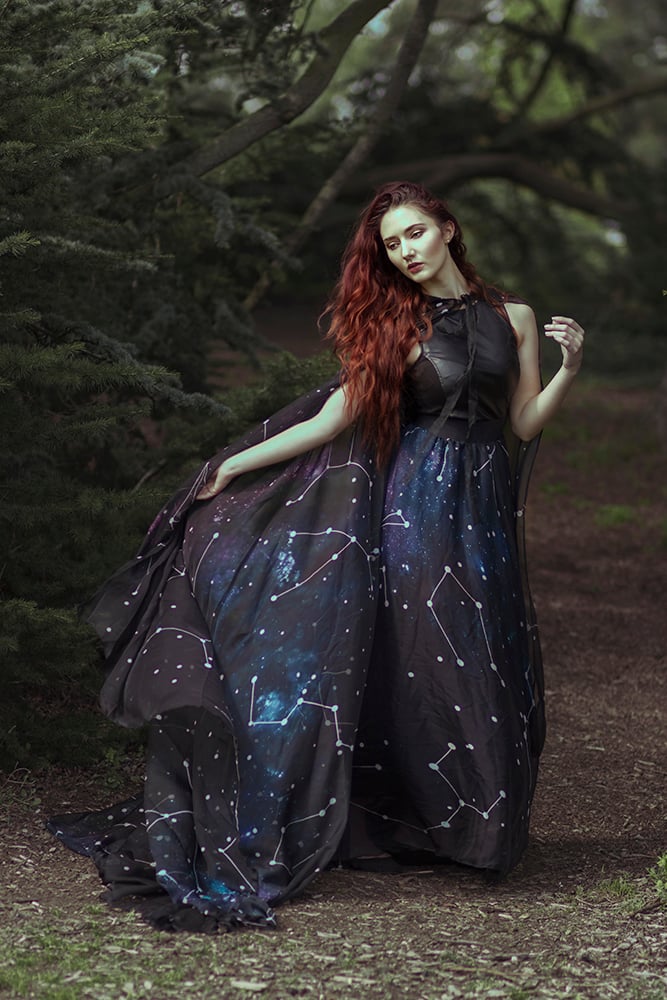 Image of Galaxy Constellations Print Maxi Skirt