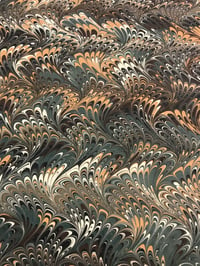 Image 4 of Marbled Paper #41 'Green & Brown Traditional Wave'