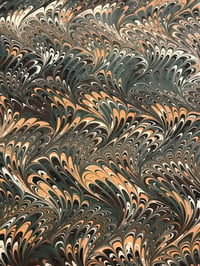 Image 3 of Marbled Paper #41 'Green & Brown Traditional Wave'
