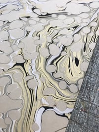 Image 1 of Marbled Paper #85 'Gold, black and white vein' on Fawn 