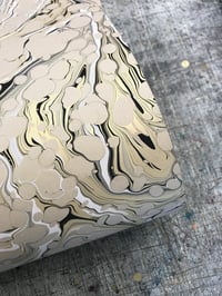 Image 3 of Marbled Paper #85 'Gold, black and white vein' on Fawn 