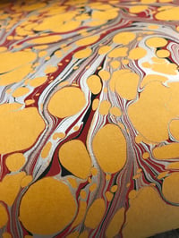 Image 1 of Marbled Paper #88 'Silver and Red vein' on Golden Yellow 