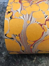 Image 3 of Marbled Paper #88 'Silver and Red vein' on Golden Yellow 