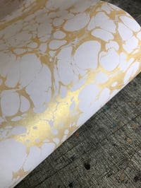 Image 1 of Marbled Paper #67 'Classic Metallic gold vein on white' base paper