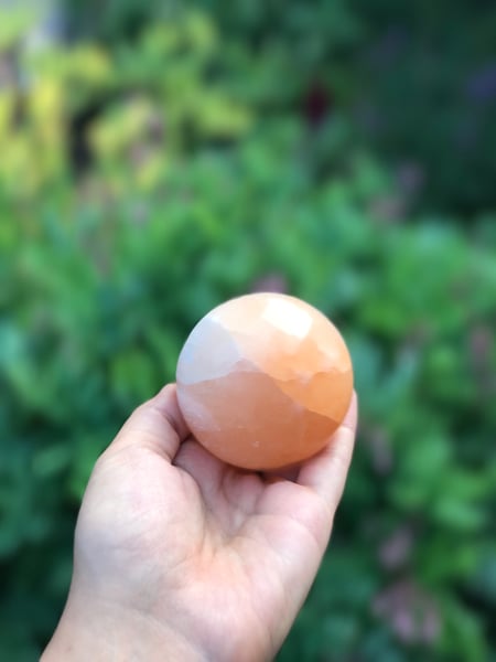Image of Peach Selenite Sphere w/ Stand