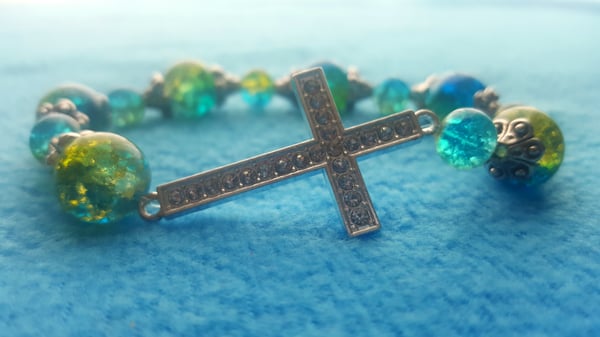Image of Signature Blue and Green Cross Bracelet