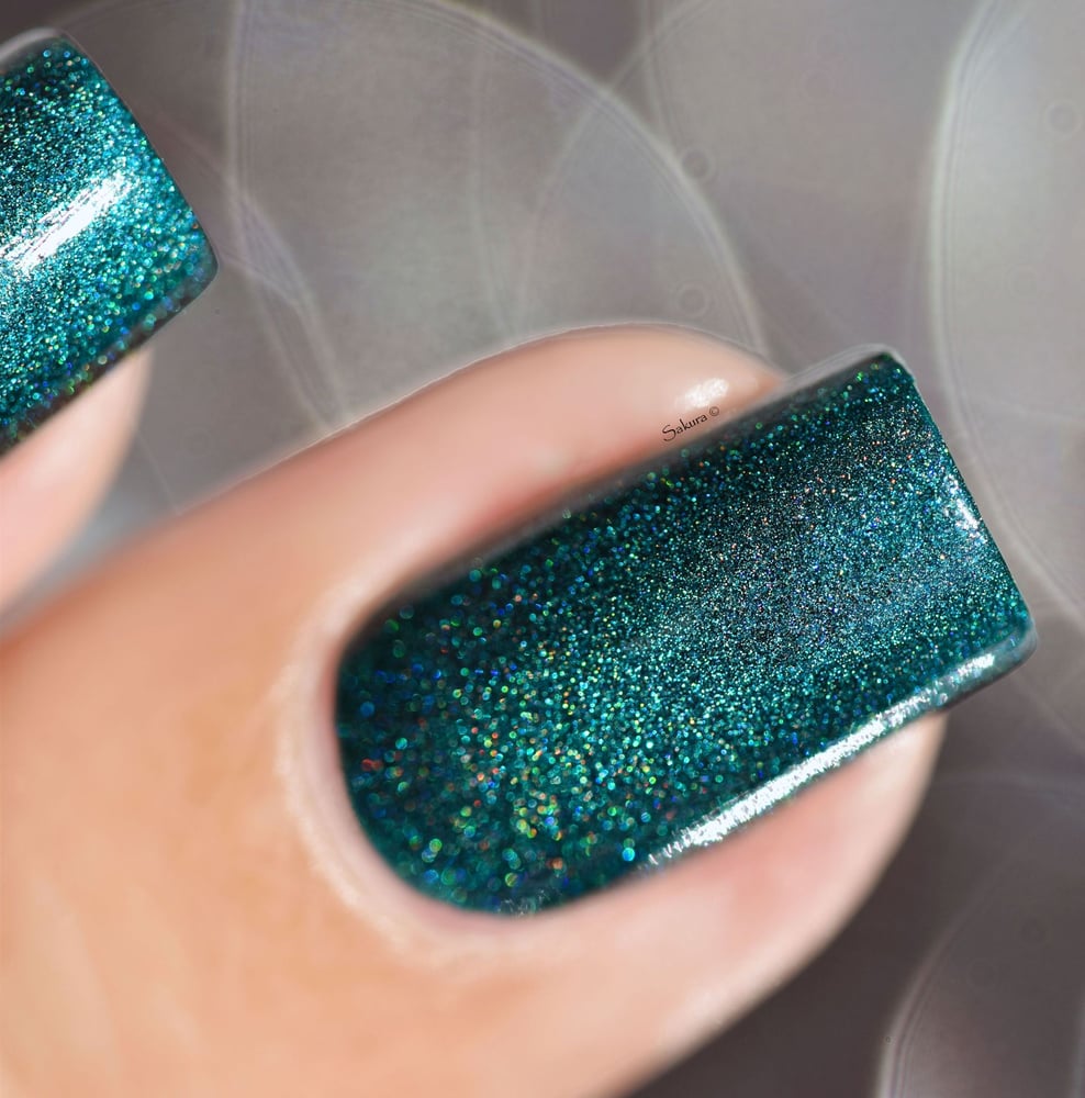 Image of ~Magnificent Palace~ jade blue-green linear holo w/subtle aqua-blue shimmer!