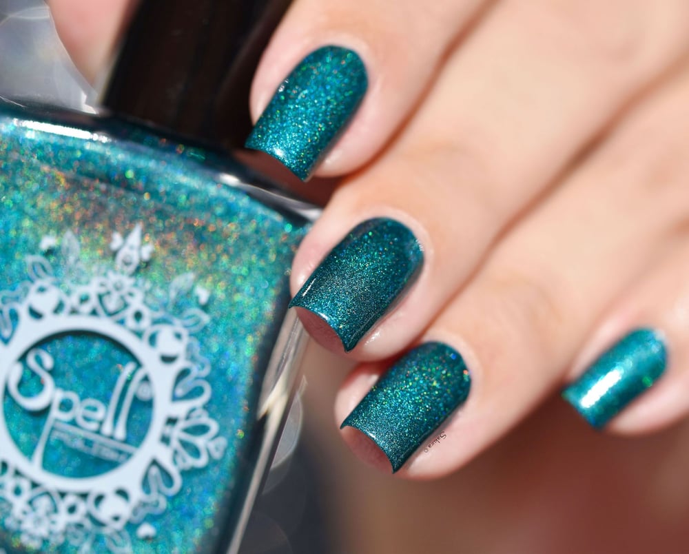 Image of ~Magnificent Palace~ jade blue-green linear holo w/subtle aqua-blue shimmer!