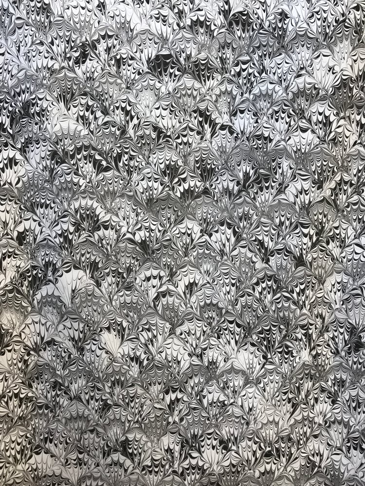 Image of Marbled Paper #36 'Black on White Peacock'