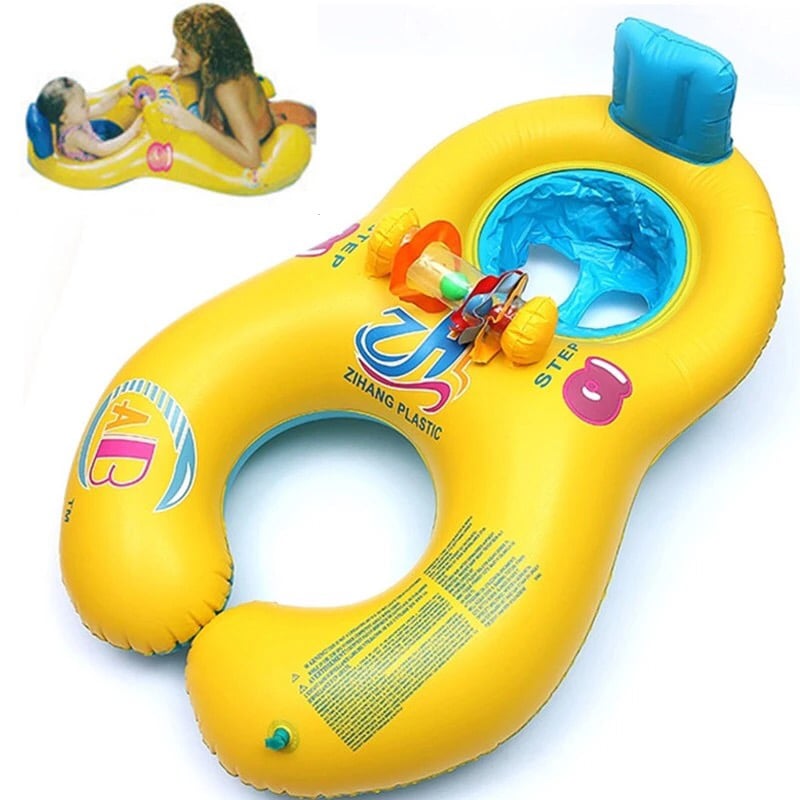 Image of Inflatable baby swimming neck ring mother and child swimming circle double swimming rings