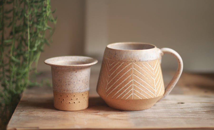 Image of Herringbone Mug & Tea Infuser Set