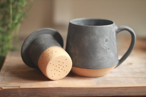 Image of Matte Charcoal Mug & Tea Infuser Set