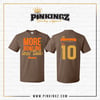 Pinkingz Bowling T-Shirts - More Bowling Less Talk - Brown/Gold/Orange