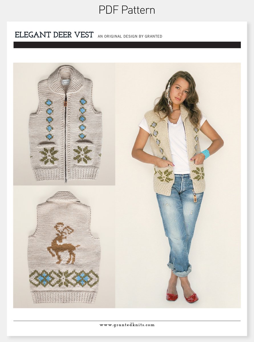 Elegant Deer Vest Pattern (PDF) Granted Knits