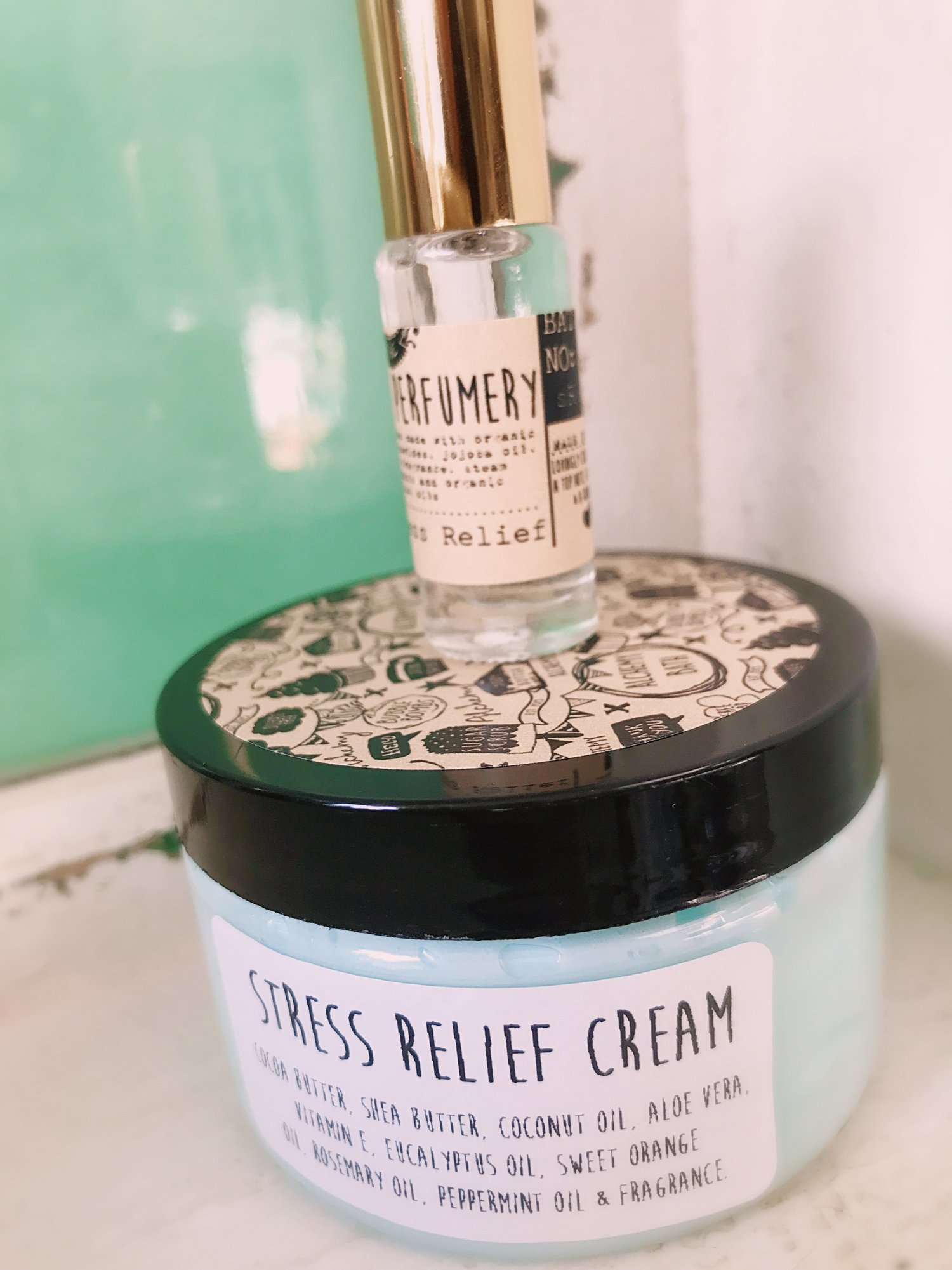 Image of Stress Relief Duo 4oz Cream & Roll on Perfume