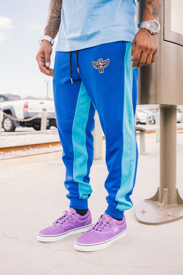 Image of Blakklux Referee Stripe Joggers (royal)