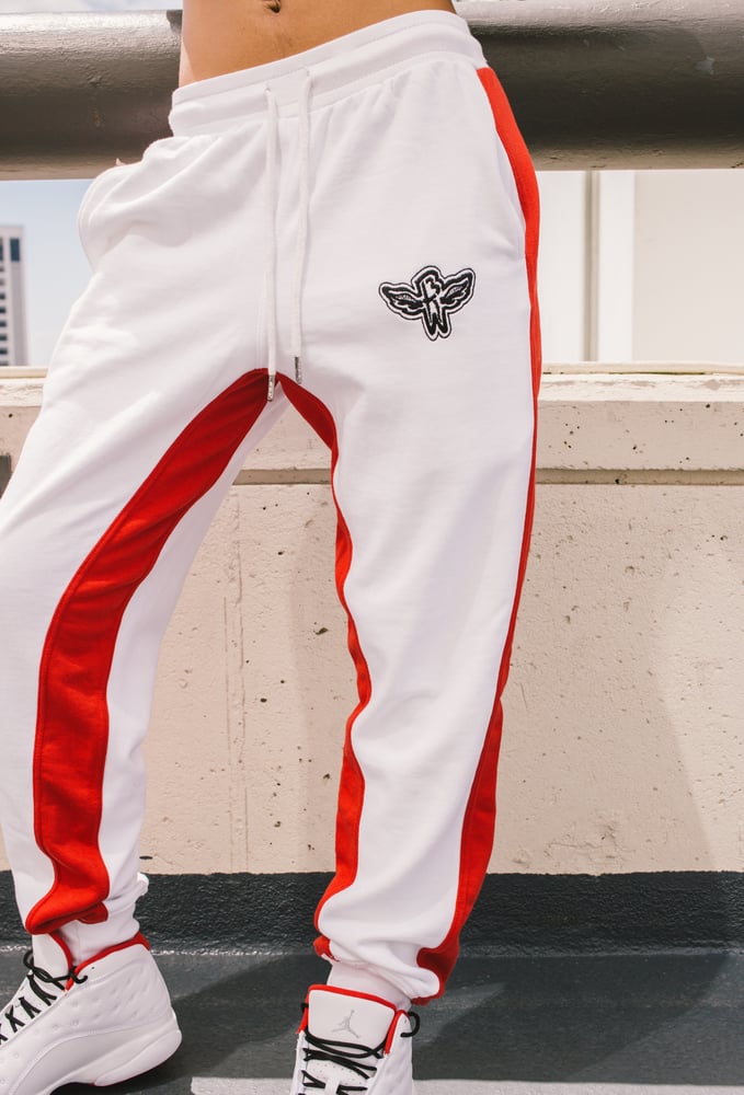 Image of Blakklux Referee Striped Joggers (white)