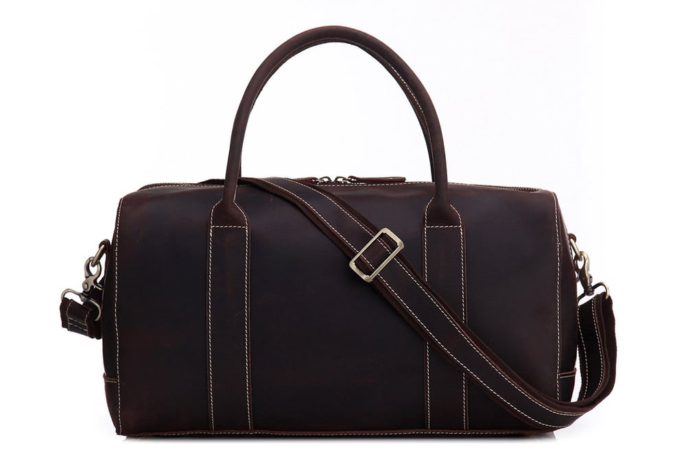Image of Vintage Style Genuine Natural Leather Travel Bag, Duffle Bag, Weekender Bag 8643