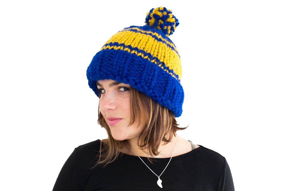 Image of Hand Knitted Leeds Rhinos Hat