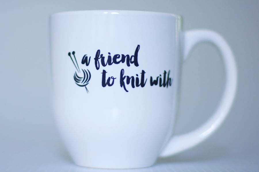 Image of a friend to knit with mug