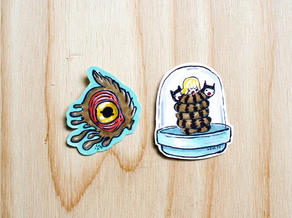 Image of Sticker two pack- monster eye and toy capsule