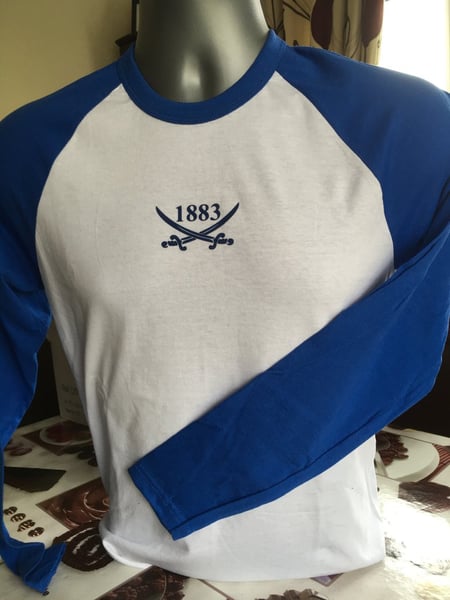 Image of Long Sleeved Blue/White 1883 T Shirt (Free UK postage)
