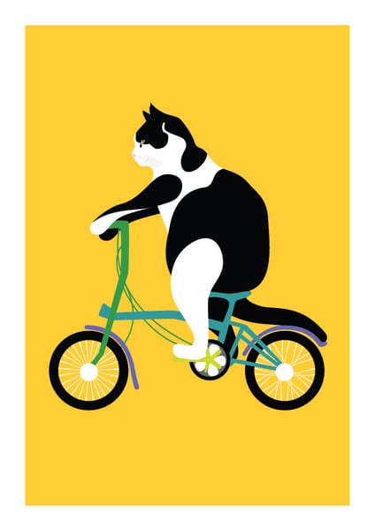 Image of Cat Riding a Brompton Bike