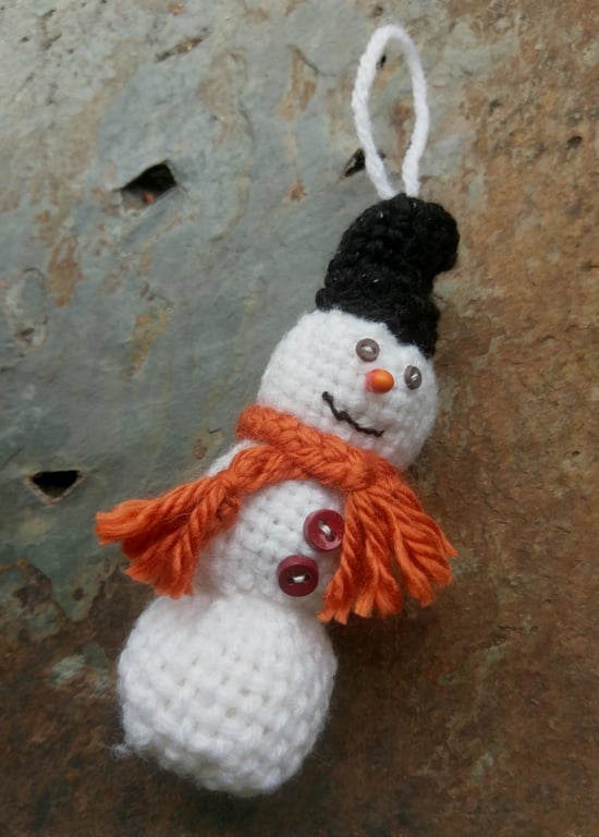 Image of Snowman Ornament, handwoven, handmade