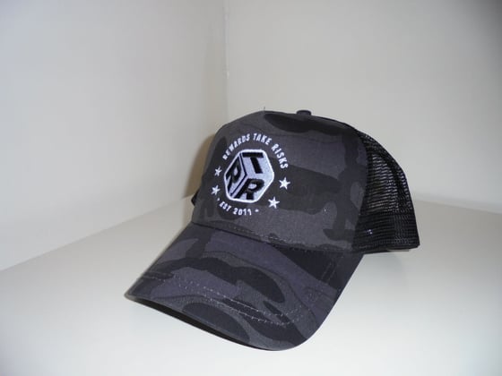 Image of Camo Rewards Take Risks Trucker Cap