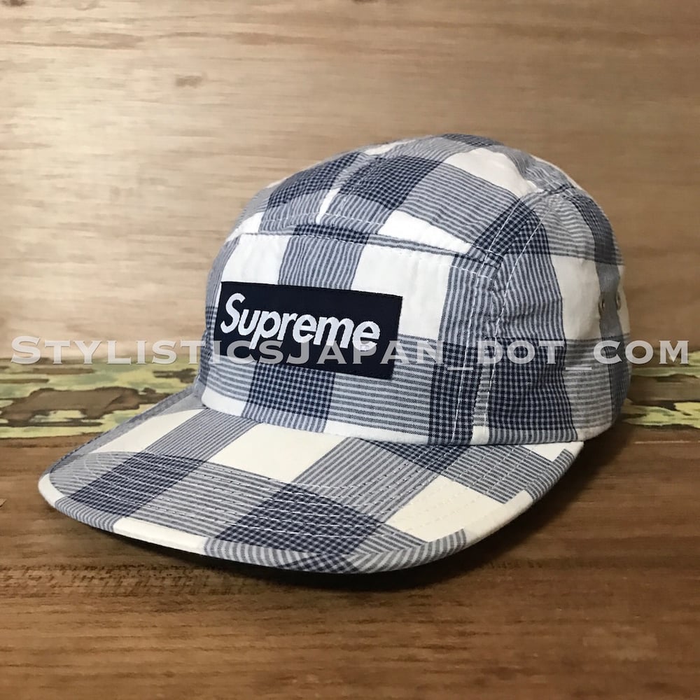 Image of Supreme Plaid Box Logo Cap White/Blue