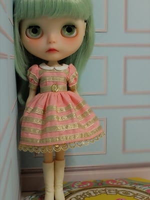 Image of Lounging Linda Gold Ribbon Baby Doll Dress ~ Rose Pink