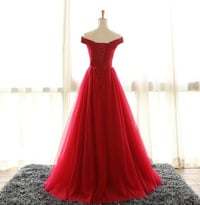Image 2 of Off the Shoulder Tulle Prom Dress,Red Evening Dresses, Tulle Party Dresses