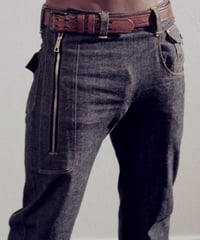 Image 2 of EXPRESSION 06 EVOLUTION - (MEN) SIDE ZIPPER MID BLUE DENIM JEAN / RELAX SLIM FIT