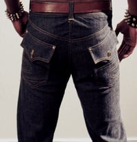 Image 3 of EXPRESSION 06 EVOLUTION - (MEN) SIDE ZIPPER MID BLUE DENIM JEAN / RELAX SLIM FIT
