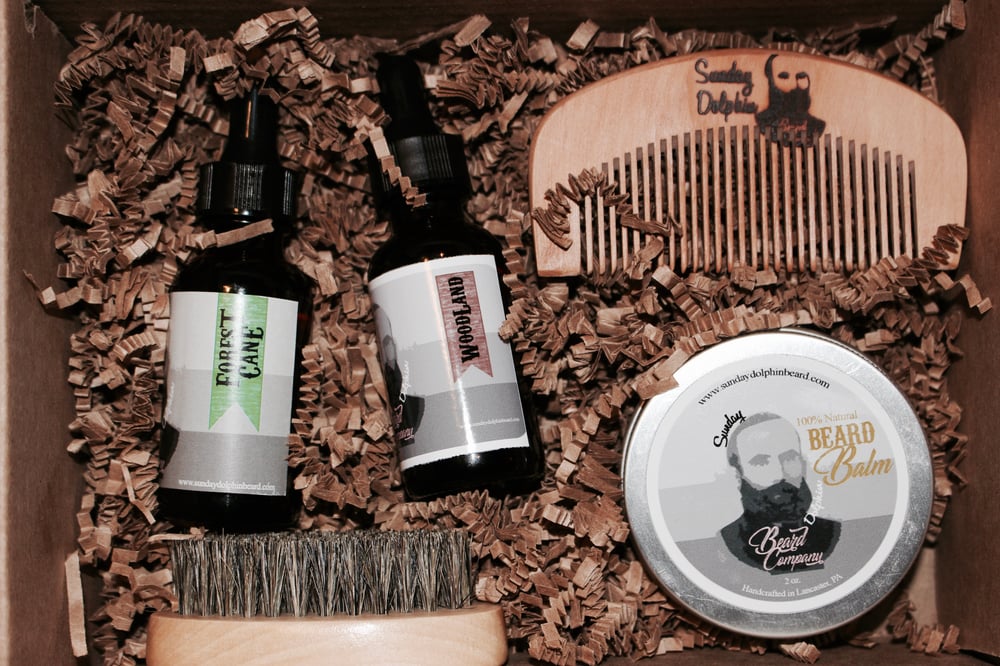 Image of Sunday Dolphin Beard Co. Complete Grooming Set TWO oils