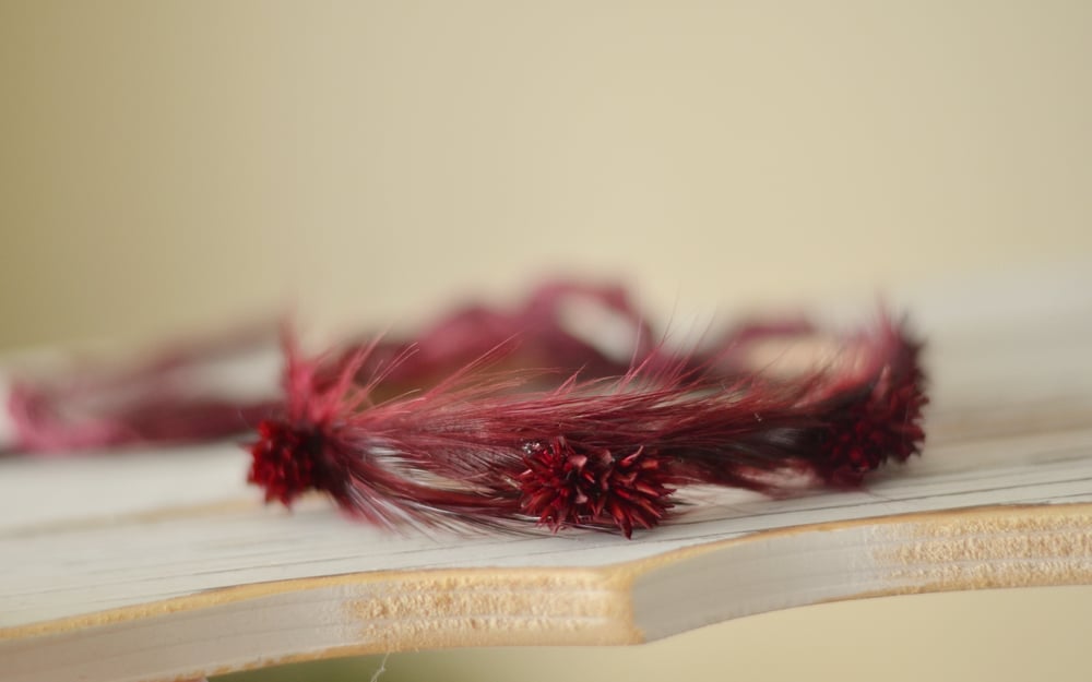 Image of Feathers and flowers halo (burgundy)
