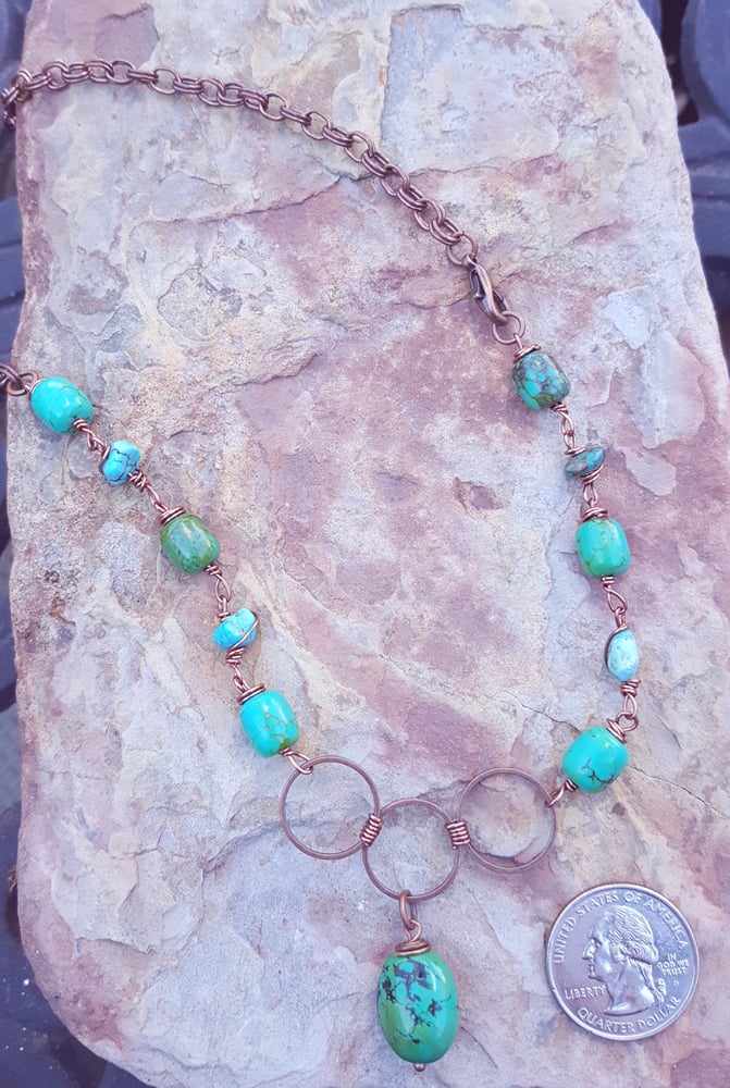 Image of Green Turquoise and copper necklace