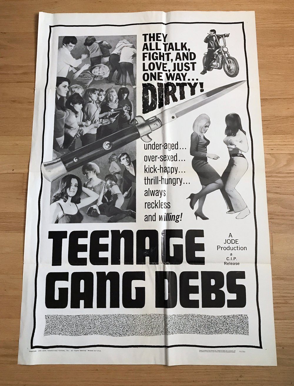1966 TEENAGE GANG DEBS Original U.S. One Sheet Movie Poster