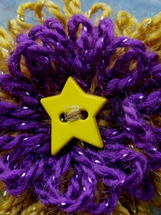 Image of Purple Gold Flower Pin, handmade