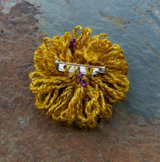 Image of Purple Gold Flower Pin, handmade