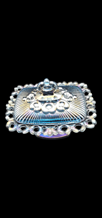 Image 2 of Indiana Glass Iridescent Blue Oblong Compote/Dish