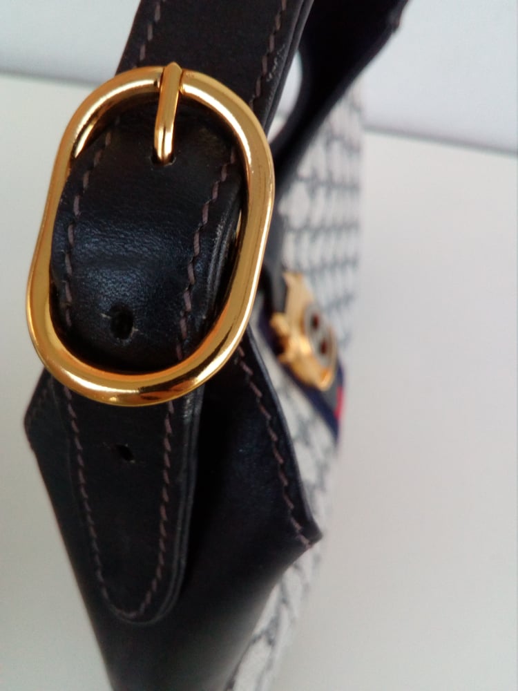 Image of Gucci navy blue GG monogram Jackie O hobo handbag