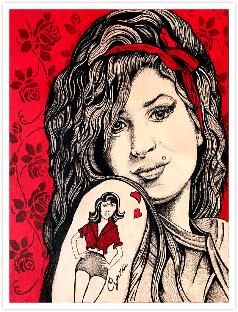 Image of Amy Winehouse Roses - Fine Art Print