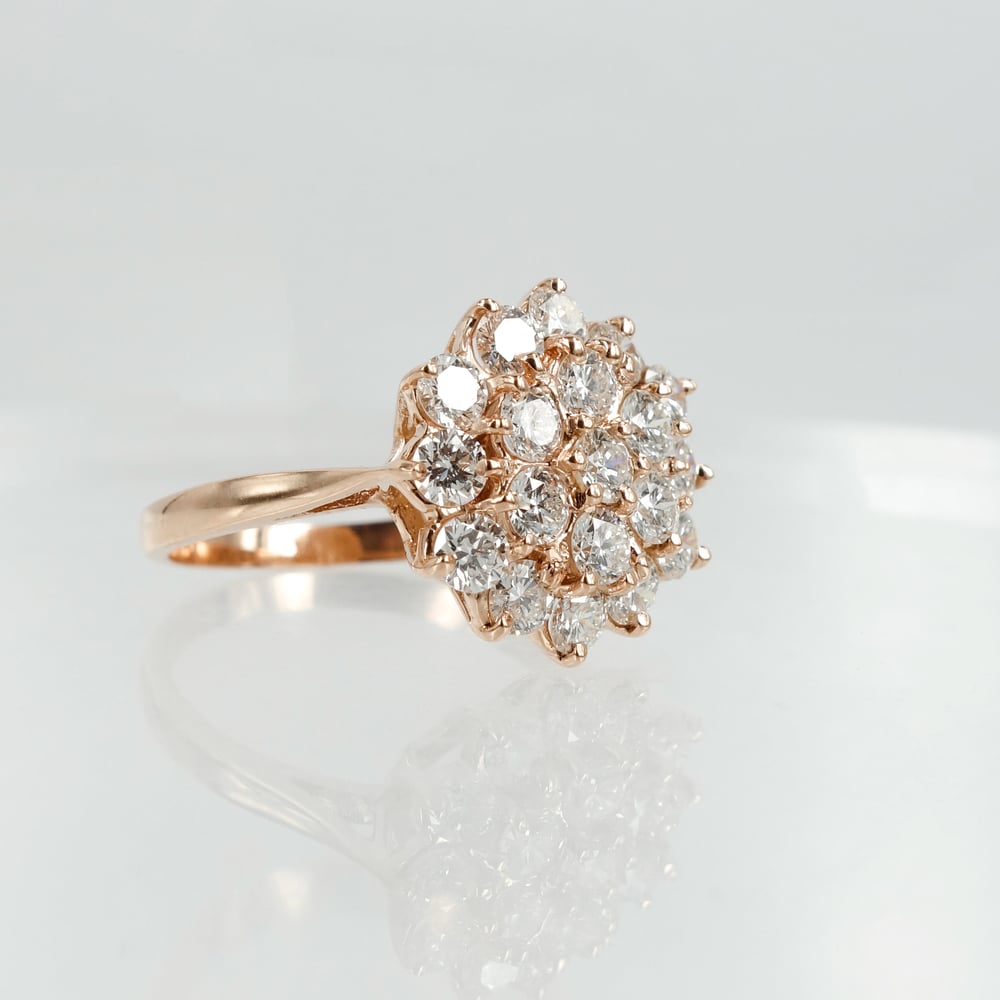 Image of 18ct Rose Gold and Diamond Cluster Ring