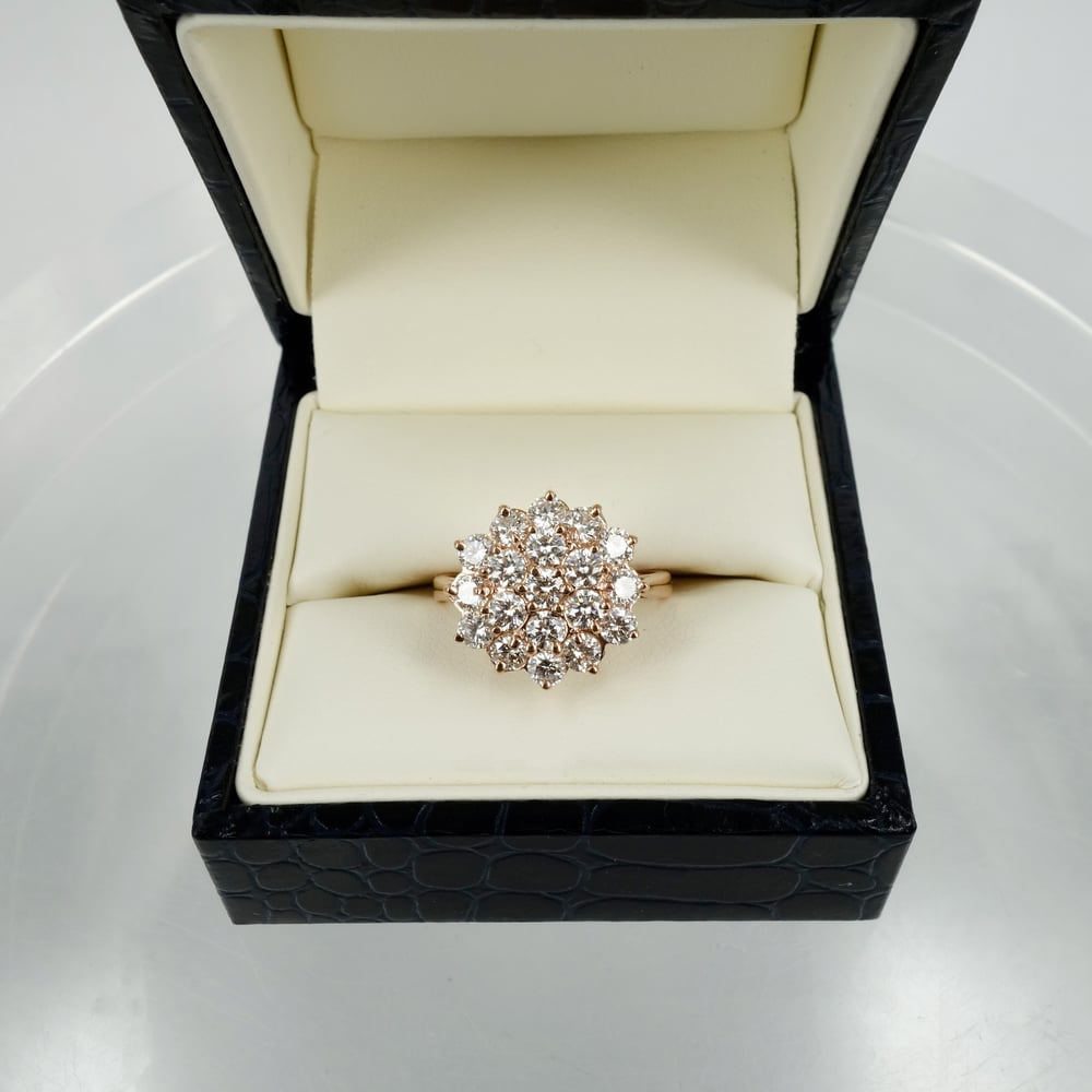 Image of 18ct Rose Gold and Diamond Cluster Ring