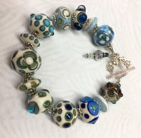Image 3 of Ivory & Aqua Bracelet