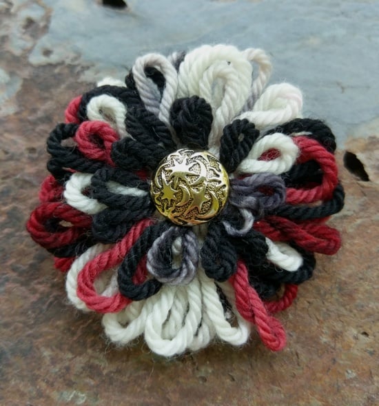Image of Black, Red, White Moon & Stars Pin, handmade