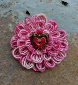 Image of Variegated Pink Heart Pin, handmade