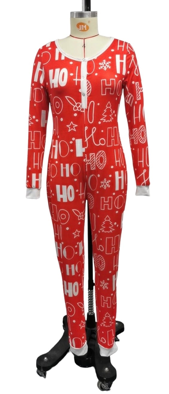 Image of CHRISTMAS ONESIE PAJAMAS (RED)