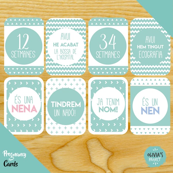 Image of Pregnancy Cards Mint - Tarjetas Embarazo